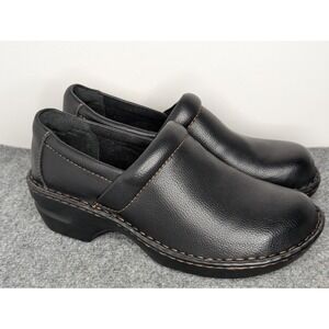 BOC Born Concept Shoes Womens Size 10M Black Leather Pebbled Clogs Mules EUC